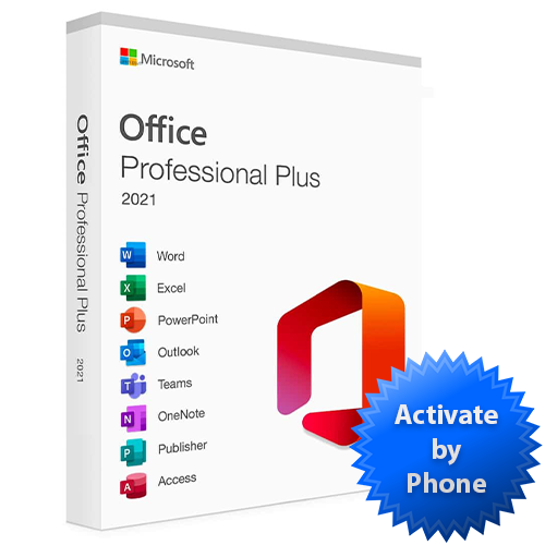 Microsoft Office 2021 Professional Plus Lifetime Activate by Phone for 1 PC License Key